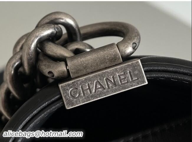 Discount Chanel Original Calfskin Leather Small Boy Flap Bag AS2630 Black/Silver 2023 Top Quality