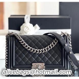 Luxurious Chanel Original Calfskin Leather Medium Boy Flap Bag AS2631 Black/Silver 2023 Top Quality