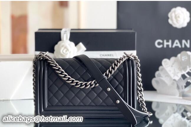 Luxurious Chanel Original Calfskin Leather Medium Boy Flap Bag AS2631 Black/Silver 2023 Top Quality