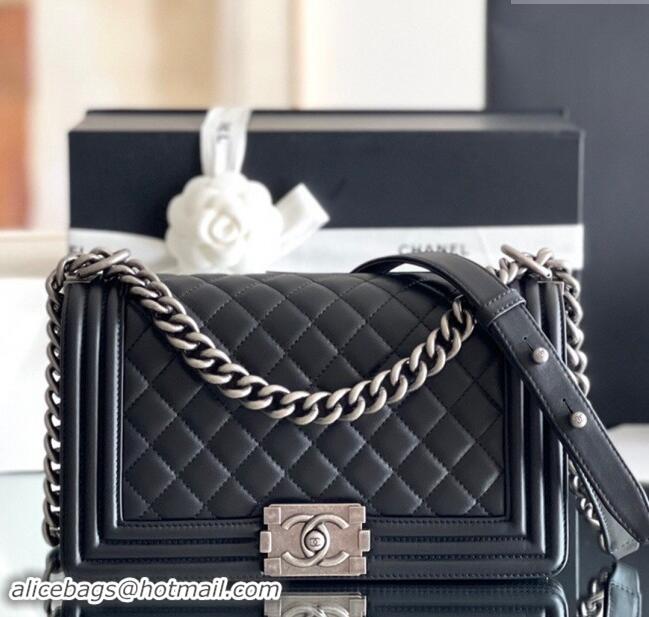 Luxurious Chanel Original Calfskin Leather Medium Boy Flap Bag AS2631 Black/Silver 2023 Top Quality