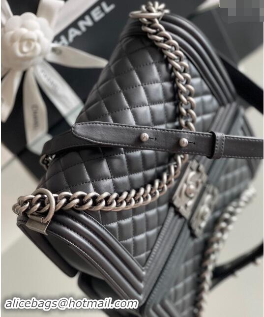 Luxurious Chanel Original Calfskin Leather Medium Boy Flap Bag AS2631 Black/Silver 2023 Top Quality