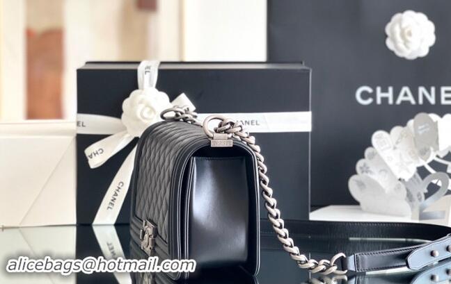 Luxurious Chanel Original Calfskin Leather Medium Boy Flap Bag AS2631 Black/Silver 2023 Top Quality