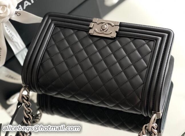 Luxurious Chanel Original Calfskin Leather Medium Boy Flap Bag AS2631 Black/Silver 2023 Top Quality