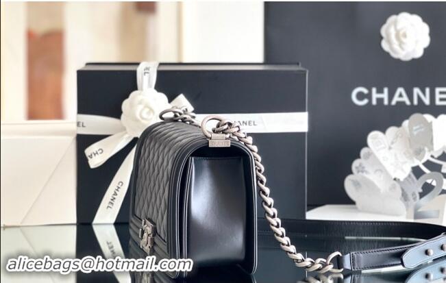 Luxurious Chanel Original Calfskin Leather Medium Boy Flap Bag AS2631 Black/Silver 2023 Top Quality