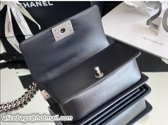 Discount Chanel Original Calfskin Leather Chevron Small Boy Flap Bag AS2630 Black/Silver 2023 Top Quality