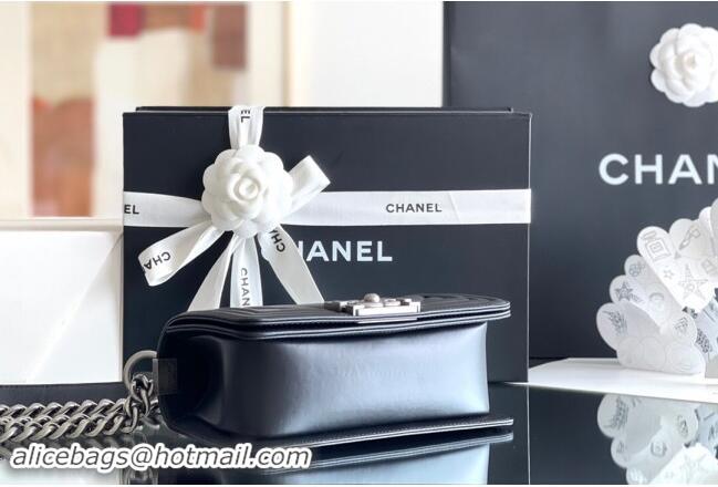 Discount Chanel Original Calfskin Leather Chevron Small Boy Flap Bag AS2630 Black/Silver 2023 Top Quality