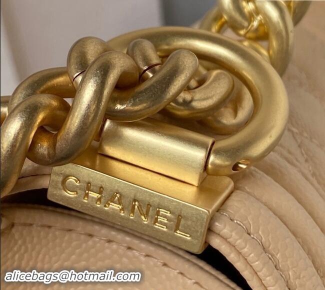 Cheap Design Chanel Grained Shiny Calfskin Boy Flap Bag with Top Handle A94805 Beige