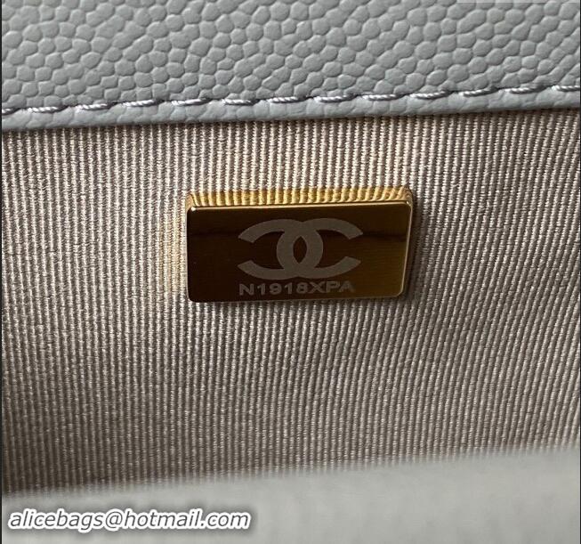 Reasonable Price Chanel Grained Shiny Calfskin Boy Flap Bag with Top Handle A94805 Grey