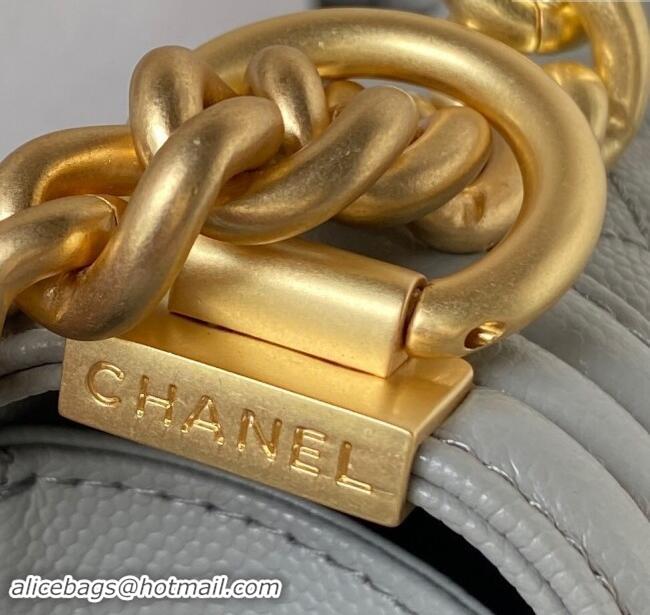 Reasonable Price Chanel Grained Shiny Calfskin Boy Flap Bag with Top Handle A94805 Grey