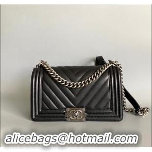 Good Looking Chanel Chevron Lambskin Small Classic Le Boy Flap Bag A67085 Black/Aged Silver