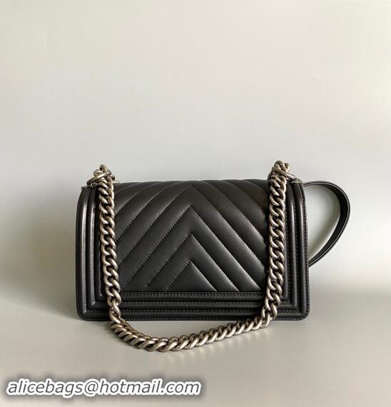 Good Looking Chanel Chevron Lambskin Small Classic Le Boy Flap Bag A67085 Black/Aged Silver