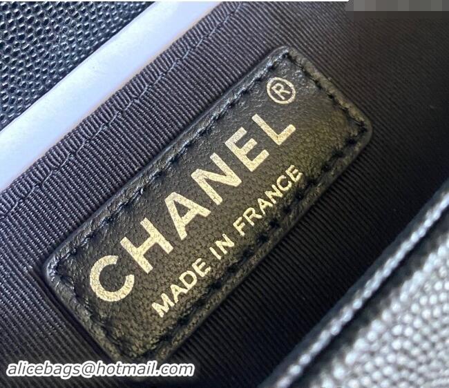 New Fashion Chanel Chevron Grained Calfskin Small Classic Le Boy Flap Bag A67085 Black/Aged Silver