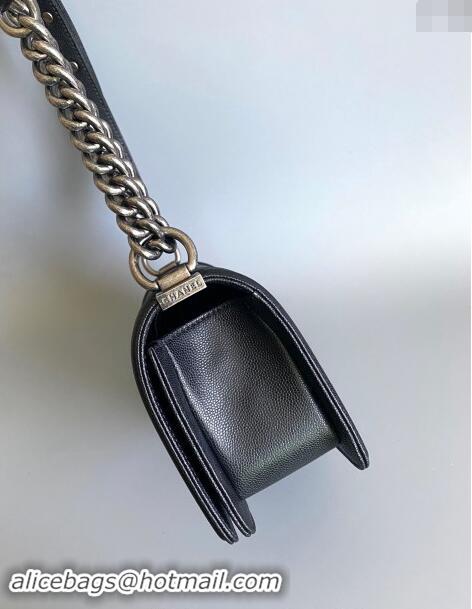 New Fashion Chanel Chevron Grained Calfskin Small Classic Le Boy Flap Bag A67085 Black/Aged Silver