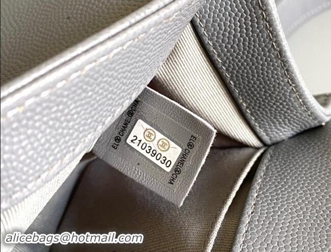 Top Grade Chanel Chevron Grained Calfskin Small Classic Le Boy Flap Bag A67085 Grey/Aged Silver