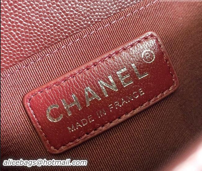 Grade Quality Chanel Chevron Grained Calfskin Medium Classic Le Boy Flap Bag A67086 Burgundy/Aged Silver