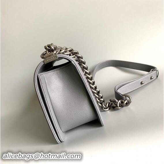 New Fashion Chanel Chevron Grained Calfskin Medium Classic Le Boy Flap Bag A67086 Grey/Aged Silver