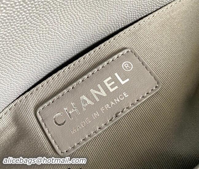 New Fashion Chanel Chevron Grained Calfskin Medium Classic Le Boy Flap Bag A67086 Grey/Aged Silver