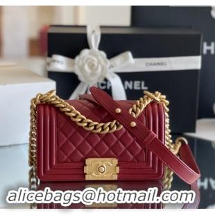 Discount Chanel Original Grained Calfskin Small Boy Flap Bag A02501 Burgundy 2023 Top Quality