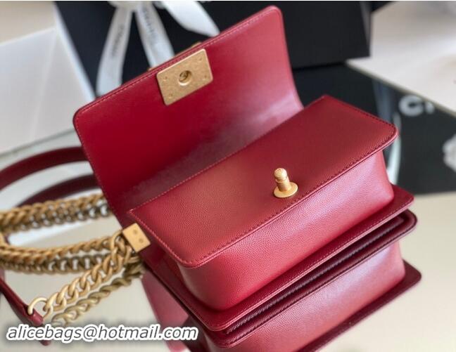 Discount Chanel Original Grained Calfskin Small Boy Flap Bag A02501 Burgundy 2023 Top Quality