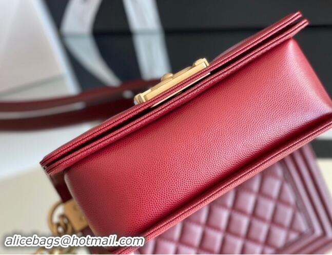 Discount Chanel Original Grained Calfskin Small Boy Flap Bag A02501 Burgundy 2023 Top Quality