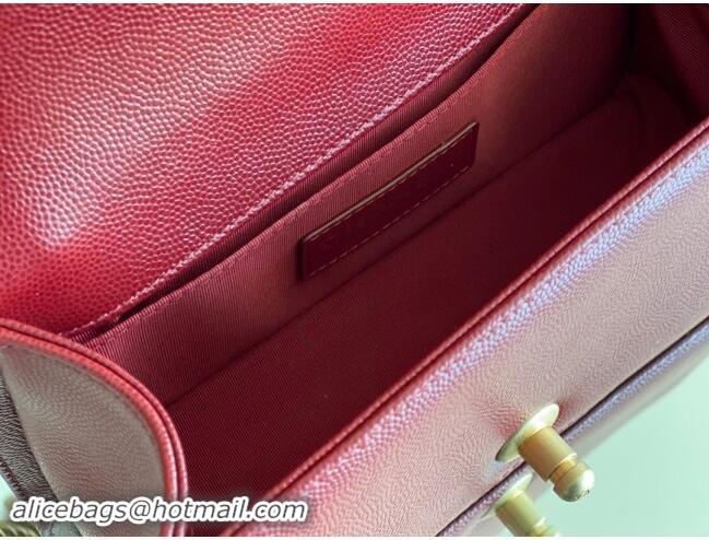 Discount Chanel Original Grained Calfskin Small Boy Flap Bag A02501 Burgundy 2023 Top Quality