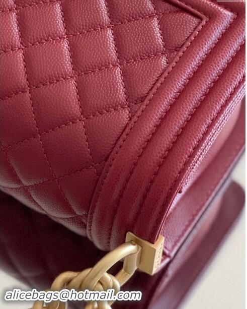 Discount Chanel Original Grained Calfskin Small Boy Flap Bag A02501 Burgundy 2023 Top Quality