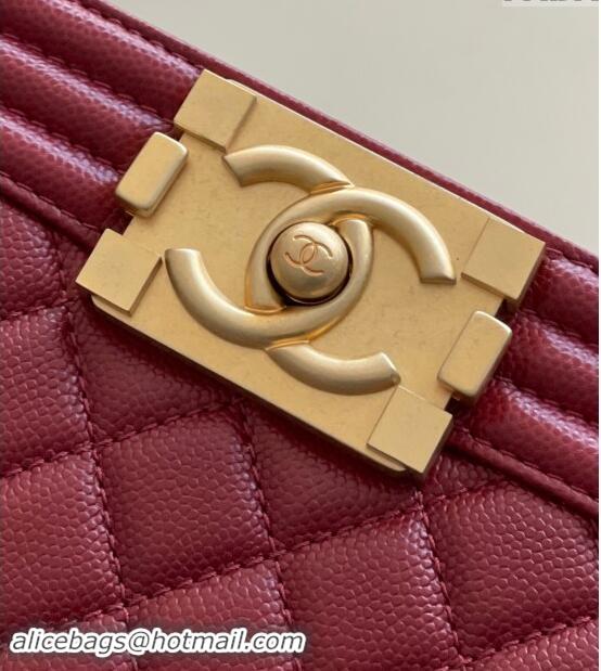 Discount Chanel Original Grained Calfskin Small Boy Flap Bag A02501 Burgundy 2023 Top Quality