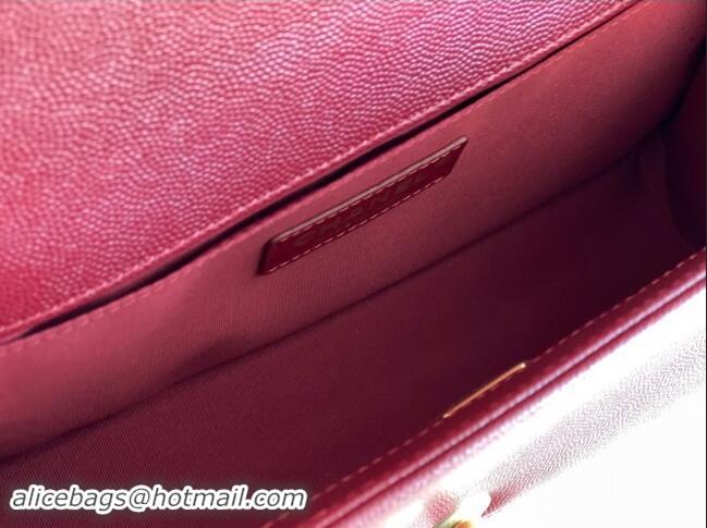 Free Shipping Chanel Original Grained Calfskin Medium Boy Flap Bag A02502 Burgundy 2023 Top Quality