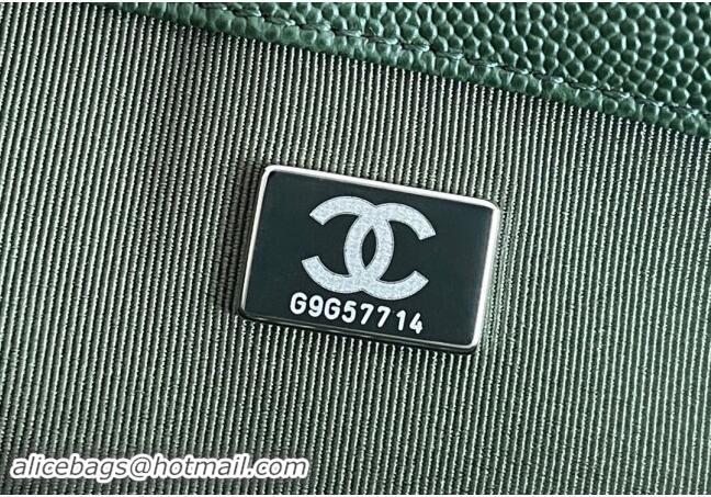 Fashion Chanel Original Grained Calfskin Chevron Small Boy Flap Bag A02501 Silver/Green 2023 Top Quality