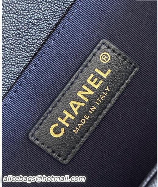 Well Crafted Chanel Original Grained Calfskin Chevron Medium Boy Flap Bag A02502 Gold/Deep Blue 2023 Top Quality