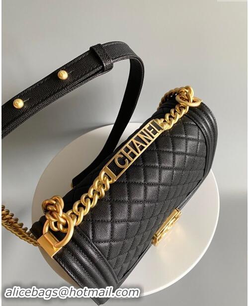 Affordable Price Chanel Boy Chanel Handbag with Handle in Grained Shiny Calfskin A94804 Black 2023