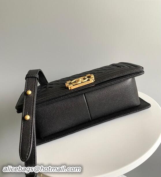 Affordable Price Chanel Boy Chanel Handbag with Handle in Grained Shiny Calfskin A94804 Black 2023