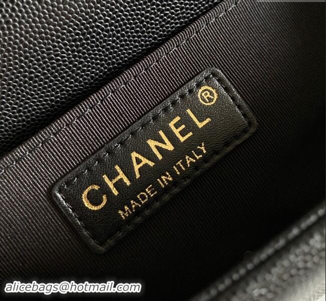 Affordable Price Chanel Boy Chanel Handbag with Handle in Grained Shiny Calfskin A94804 Black 2023