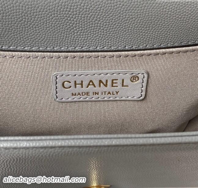 Top Design Chanel Boy Chanel Handbag with Handle in Grained Calfskin A94804 Grey