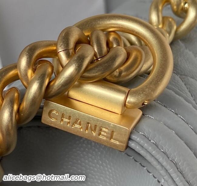 Top Design Chanel Boy Chanel Handbag with Handle in Grained Calfskin A94804 Grey