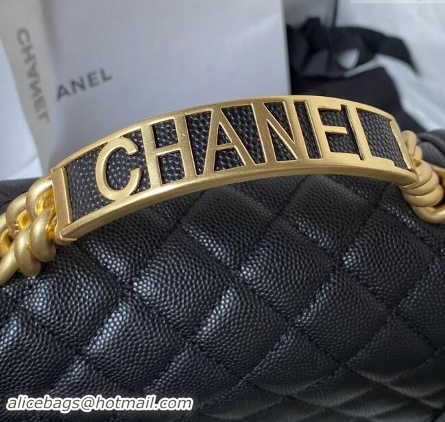 Best Quality Chanel Small Boy Chanel Handbag with Handle in Grained Calfskin A94805 Black