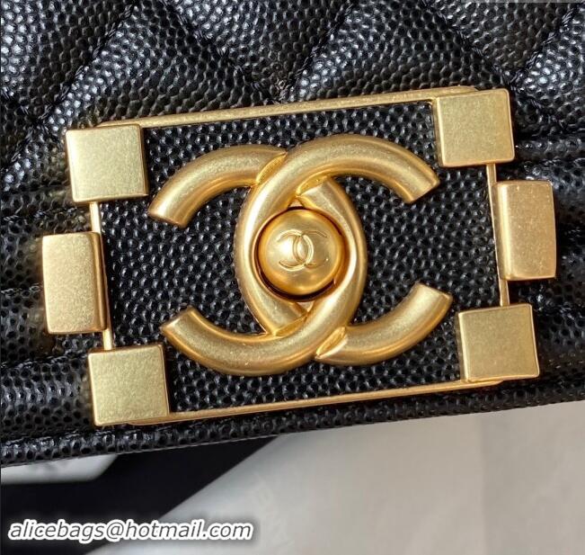 Best Quality Chanel Small Boy Chanel Handbag with Handle in Grained Calfskin A94805 Black