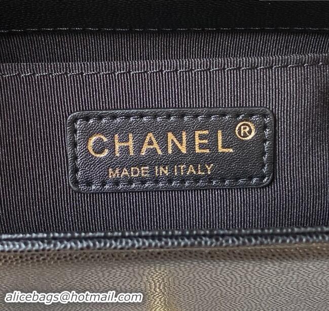 Best Quality Chanel Small Boy Chanel Handbag with Handle in Grained Calfskin A94805 Black