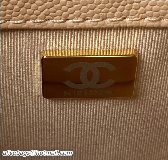 Top Design Chanel Small Boy Chanel Handbag with Handle in Grained Calfskin A94805 Apricot