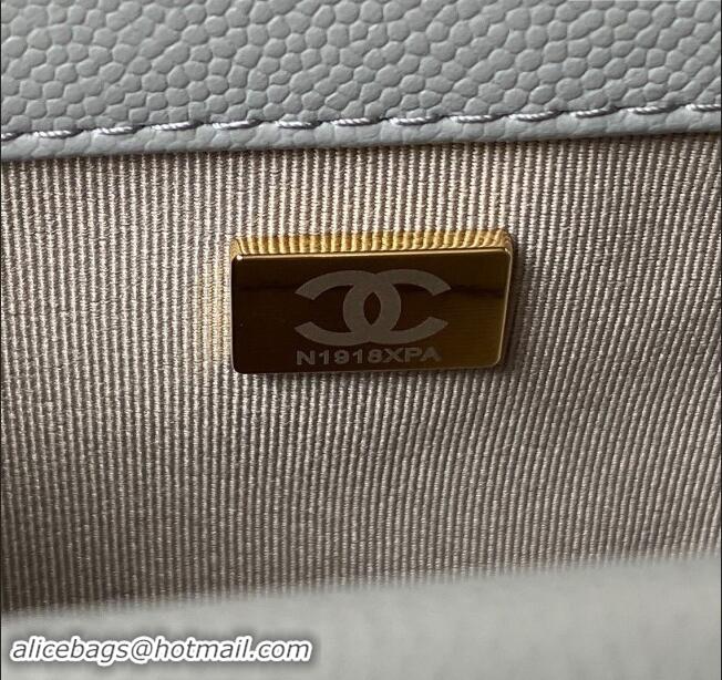 Famous Brand Chanel Small Boy Chanel Handbag with Handle in Grained Calfskin A94805 Grey