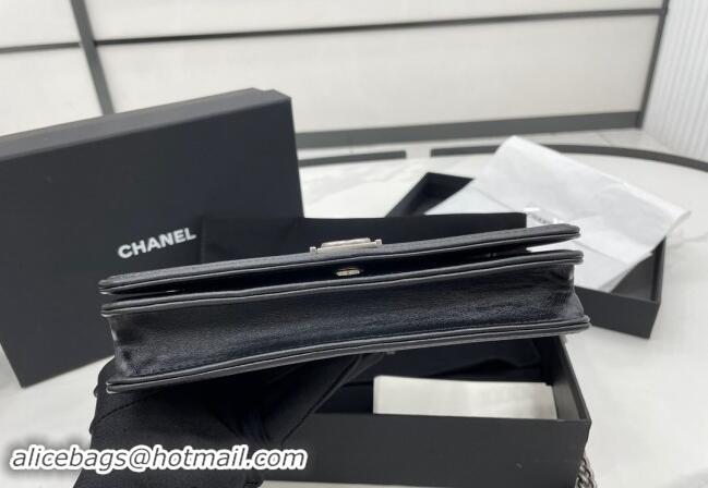 Top Design Chanel Lambskin Boy Chanel Wallet On Chain Bag WOC A7062 Black/Silver