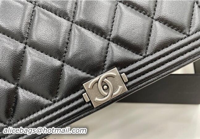 Top Design Chanel Lambskin Boy Chanel Wallet On Chain Bag WOC A7062 Black/Silver