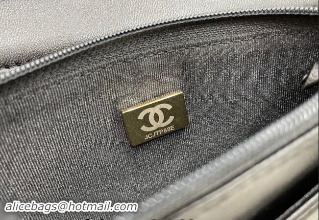 New Design Chanel Lambskin Boy Chanel Wallet On Chain Bag WOC A7062 Black/Gold 2024