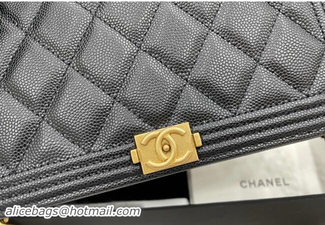 Luxury Cheap Chanel Grained Calfskin Boy Chanel Wallet On Chain Bag WOC A7062 Black/Gold