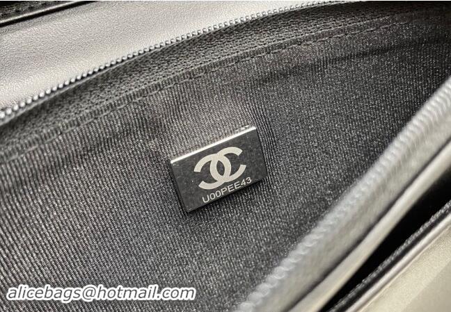 Well Crafted Chanel Grained Calfskin Boy Chanel Wallet On Chain Bag WOC A7062 Black/Silver