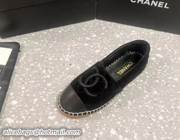 Best Product Chanel Quilted Suede Loafers Flat Black 121102