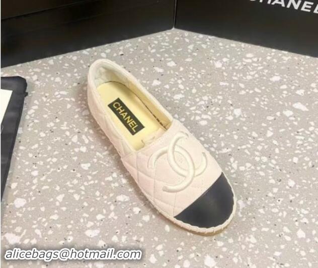 Pretty Style Chanel Quilted Suede Loafers Flat White 121103