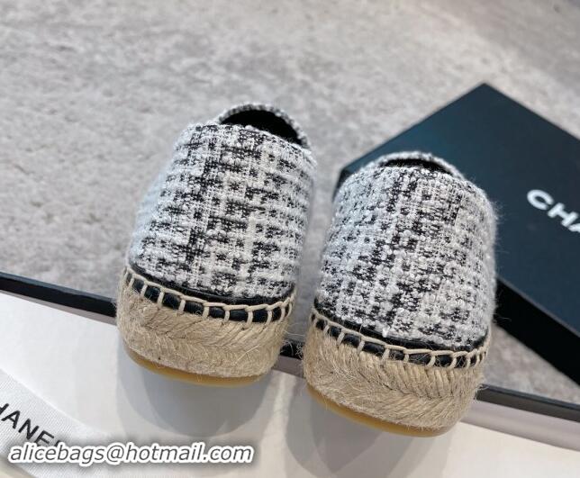 Most Popular Chanel Tweed Espadrilles Flat with Gold-Tone CC Black 121106