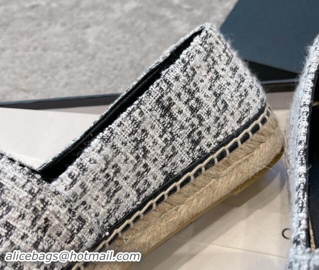 Most Popular Chanel Tweed Espadrilles Flat with Gold-Tone CC Black 121106