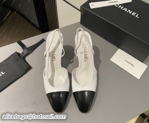 Buy Luxury Chanel Calfskin Slingback Pumps 9cm G45509 White/Black 121113